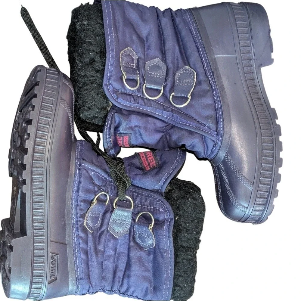 Vintage Kaufman Sorel ELK Boots‎ Made in Canada Purple Grey Youth 4